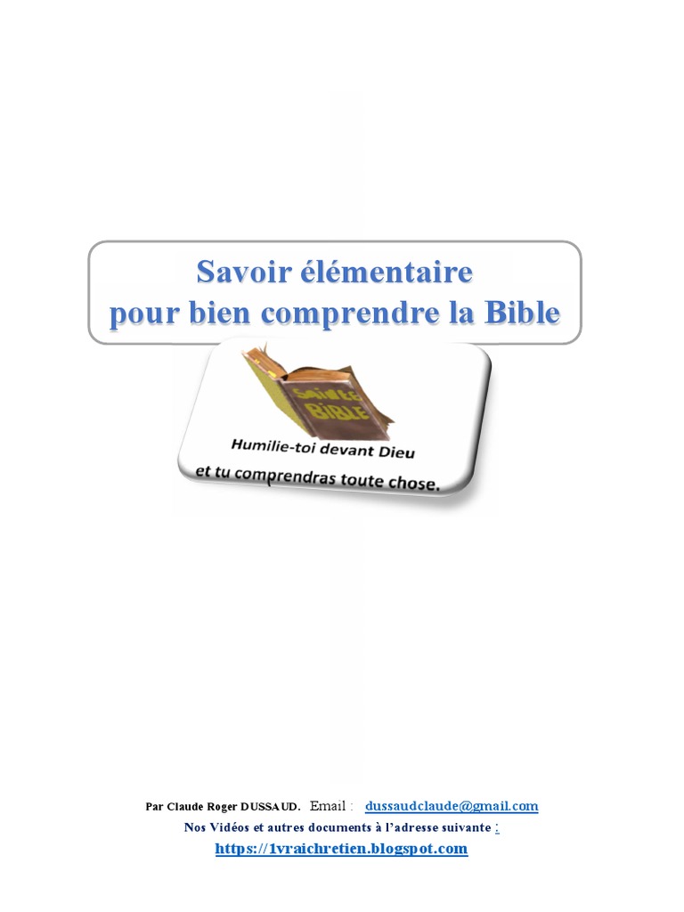 Comprendre la Bible en profondeur | PDF | Bible | Révélation