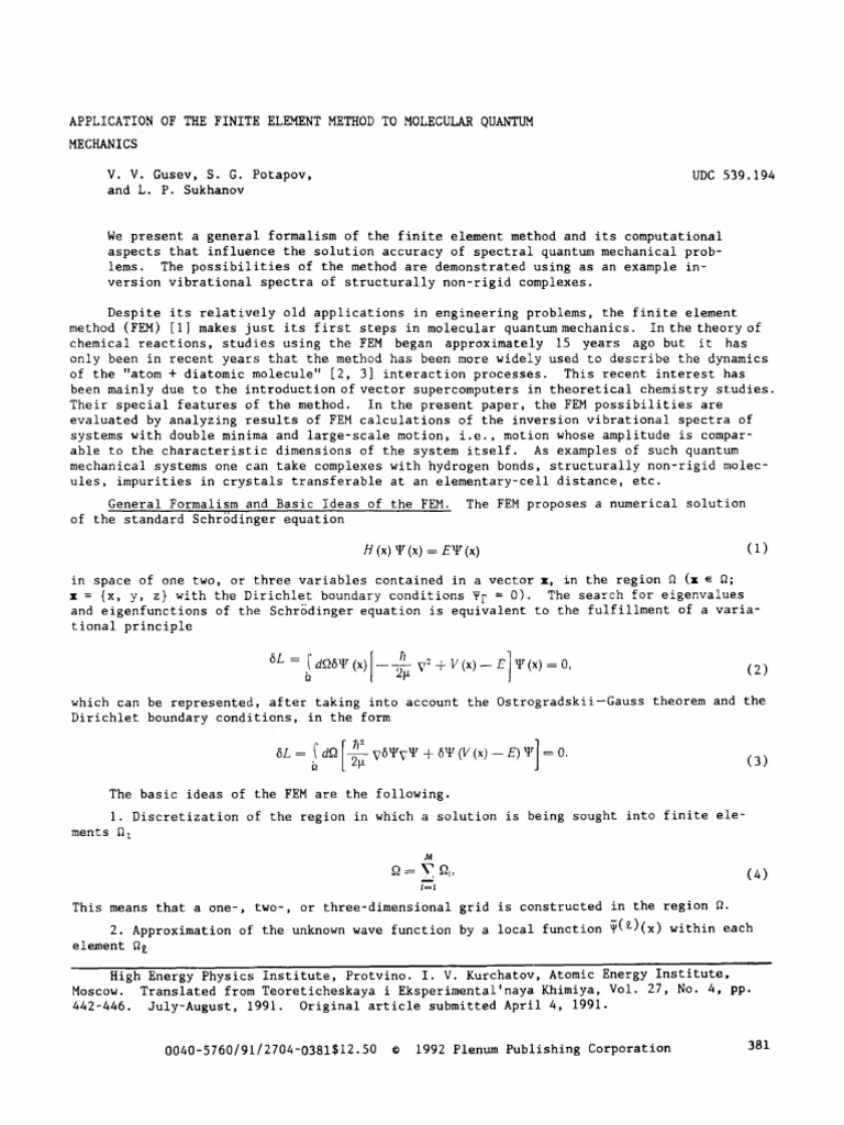 FEM Quantum | PDF | Finite Element Method | Quantum Mechanics