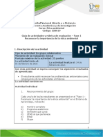 Guía de Actividades y Rúbrica de Evaluación - Unidad 1- Fase 1 - Reconocer La Importancia de La Ética Ambiental