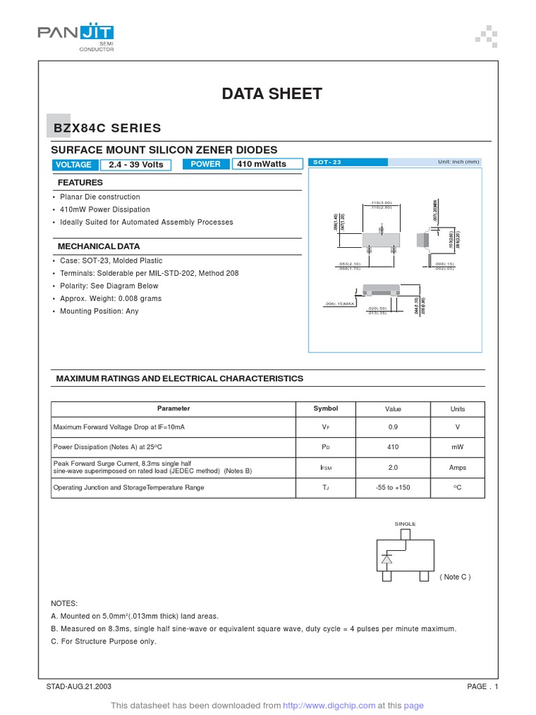 BZX84C30 Datasheet - SURFACE MOUNT SILICON ZENER DIODES