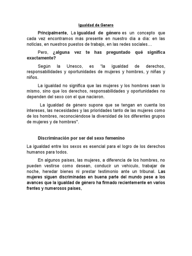 Igualdad de Género y Derechos Humanos | PDF | Igualdad de género ...