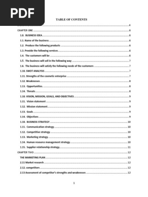 Sample Business Plan for Cosmetics Busin