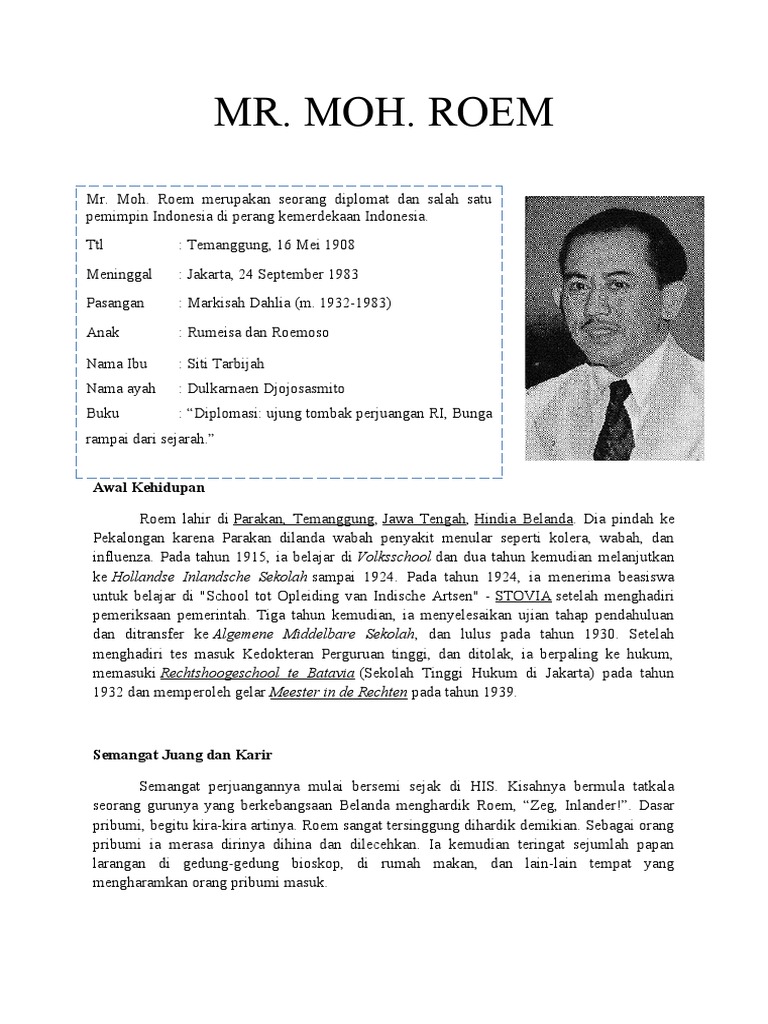Biografi dan Peran Mohammad Roem | PDF | Politik