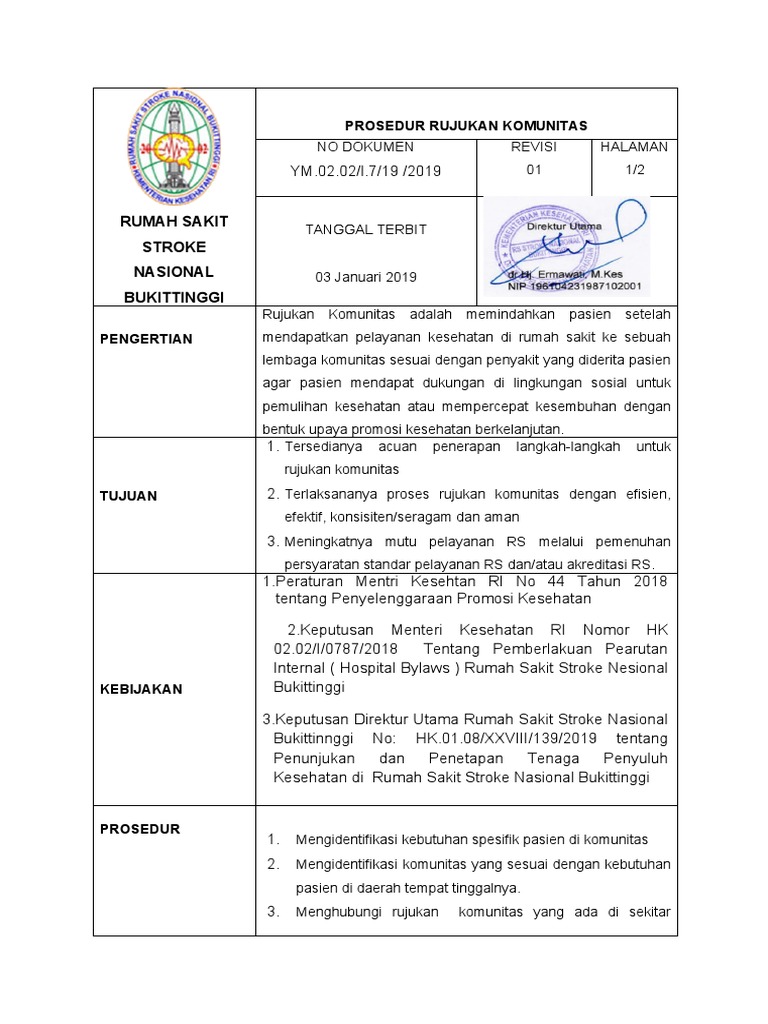 Prosedur Rujukan Komunitas RS Stroke | PDF