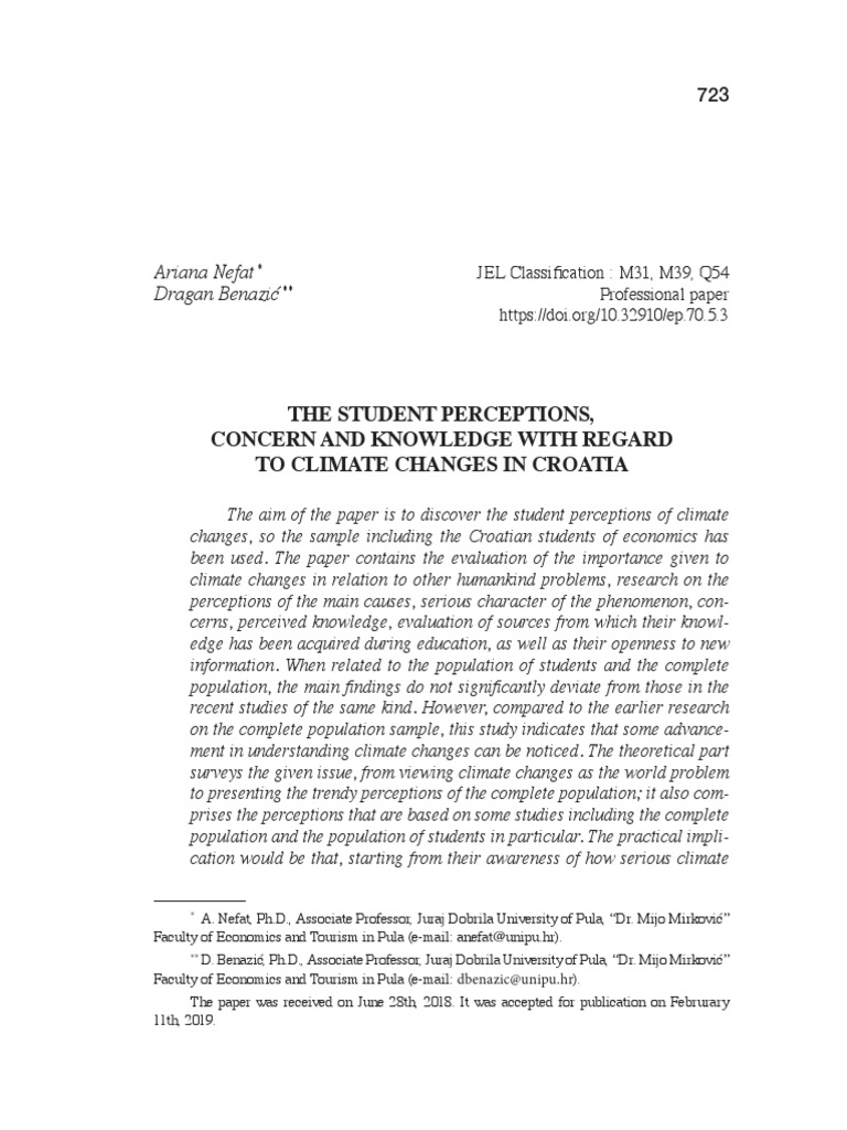 The Student Perceptions Concern and Knowledge With Regard To Climate ...