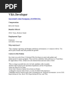 Vba Developer: Operationit Client Parsippany, NJ 07054 Usa