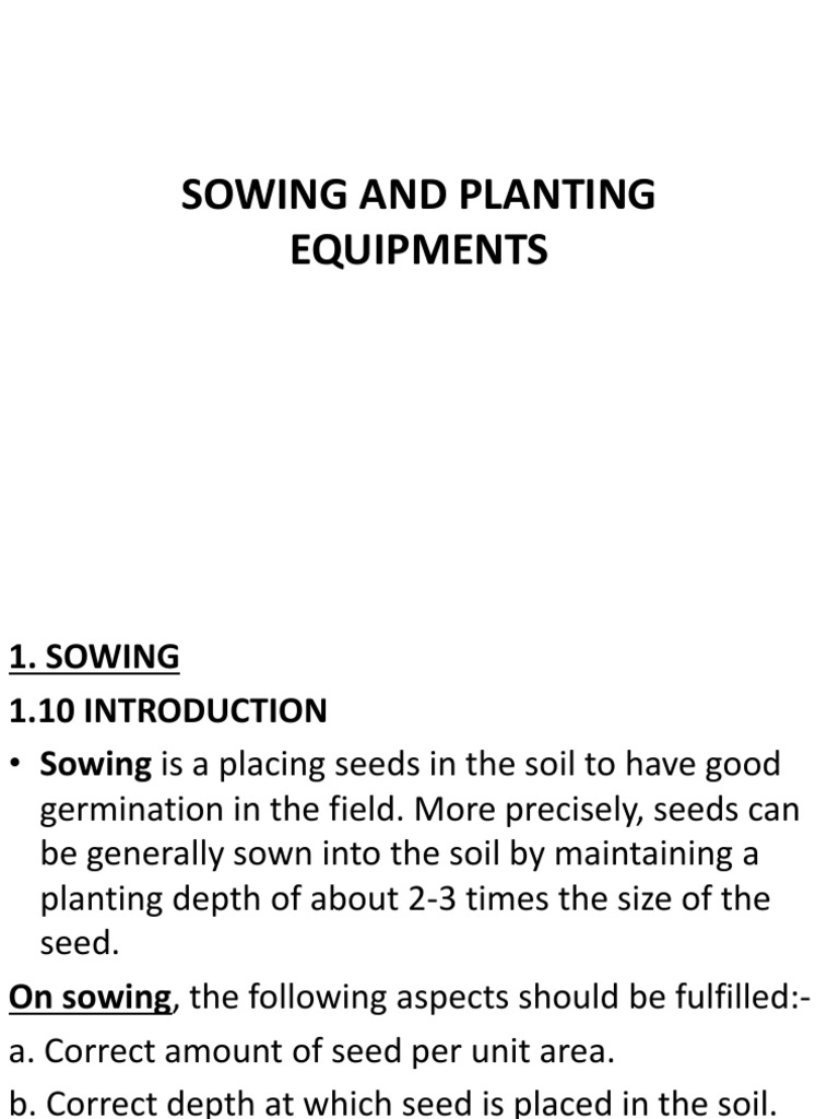 Sowing and Planting Equipment Overview | PDF | Sowing | Plough