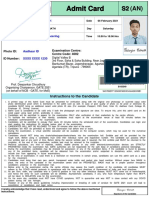 Admit Card: Instructions To The Candidate