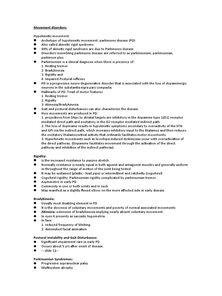 Movement Disorders | PDF | Parkinson's Disease | Dystonia