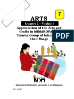 Quarter 2 - Module 3: Appreciation of The Arts and Crafts in MIMAROPA and Visayas Group of Islands and Their Usage