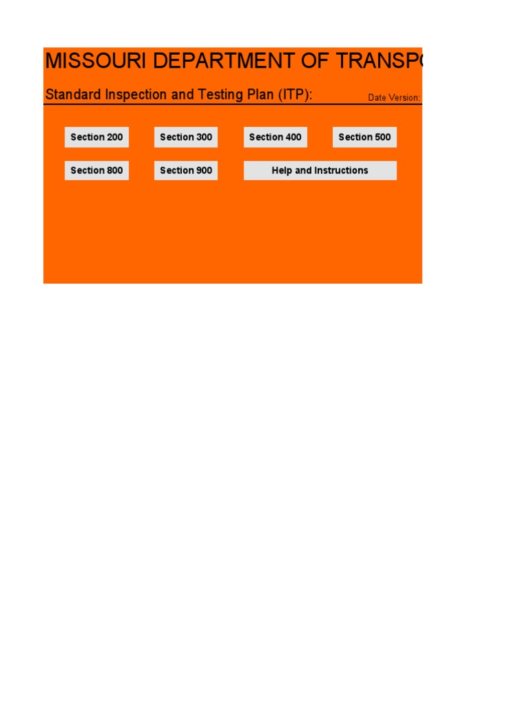 MoDOT Standard Inspection Testing Plan | PDF | Specification (Technical ...
