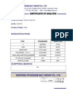 Certificate of Analysis: Wentong Potassium Salt Group Co., LTD