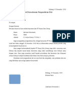 Surat pengunduran diri karyawan HRD