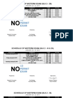 Schedule of PRELIM Exam