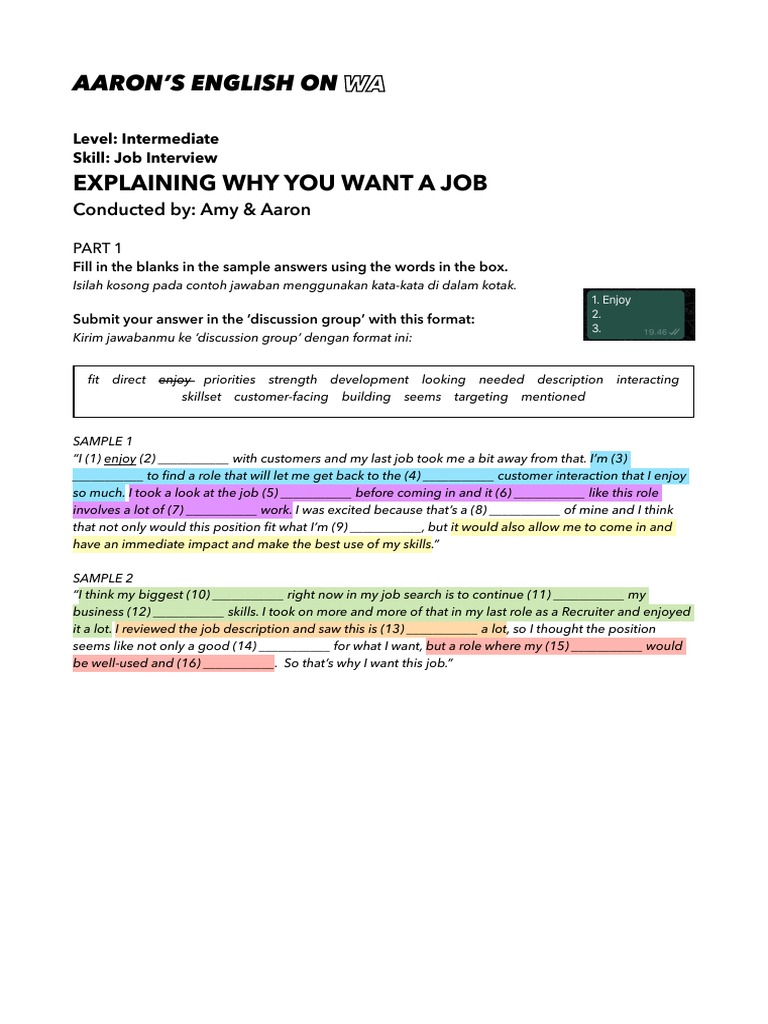 Job Interview Skills: Explaining Motivation | PDF | Business