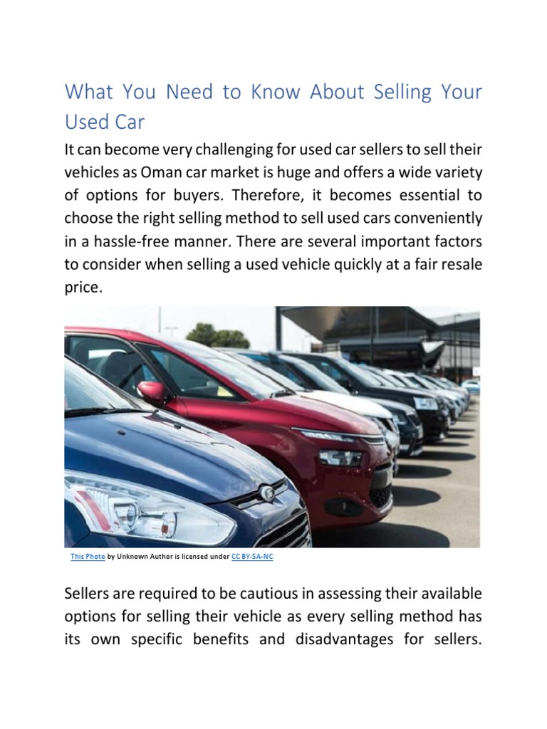 What You Need To Know About Selling Your Used Car PDF Used Car Car