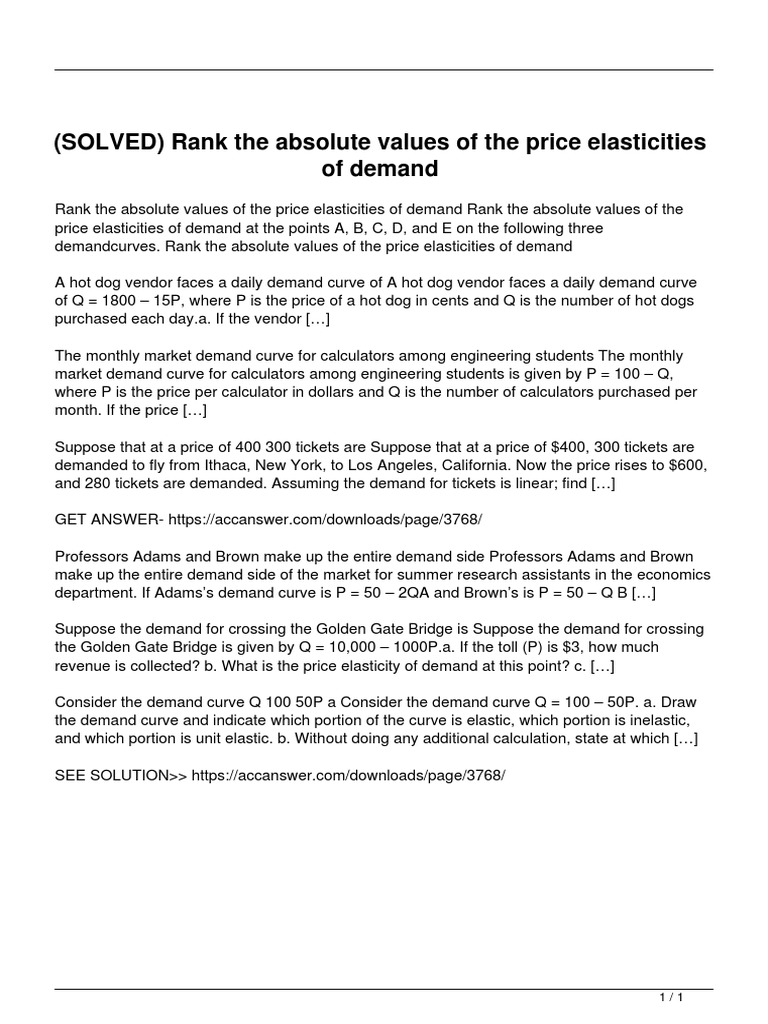 Price Elasticity of Demand Analysis | PDF | Demand | Demand Curve
