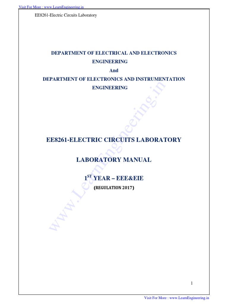 EE8261Electric Circuits Lab Manual by LearnEngineering in PDF