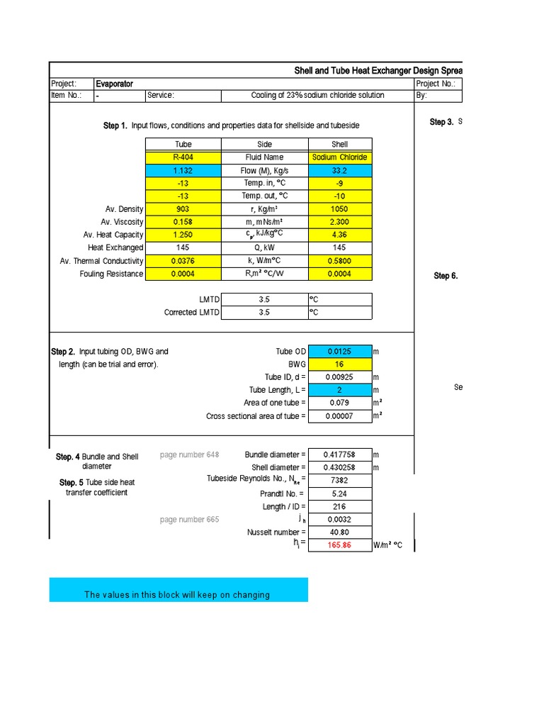 Shell and Tube Heat Exchanger Design Excel | PDF | Heat Exchanger ...