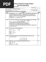 Institute of Southern Punjab, Multan: Final Term Examination