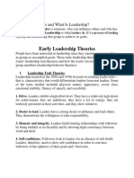 Early: Leadership Theories