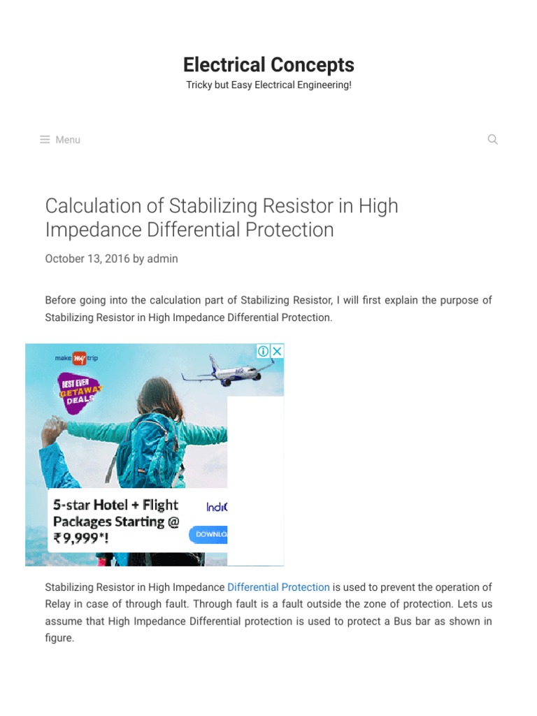 Calculation of Stabilizing Resistor in High Impedance Differential