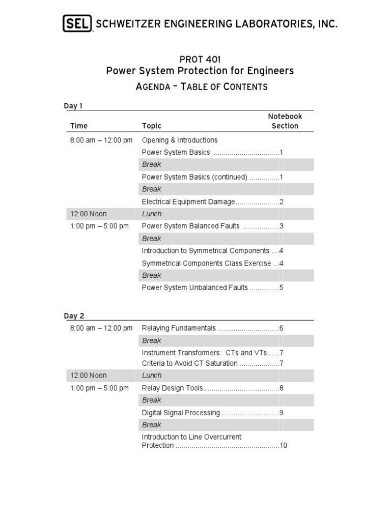 Power System Protection Course Agenda PDF Power Engineering Computer Engineering