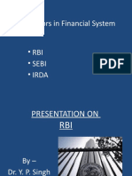 Regulators in Financial System - Rbi - Sebi - Irda