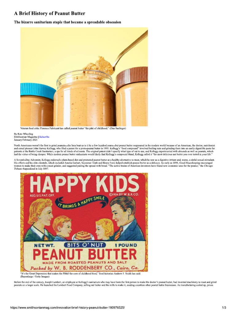 A Brief History of Peanut Butter PDF