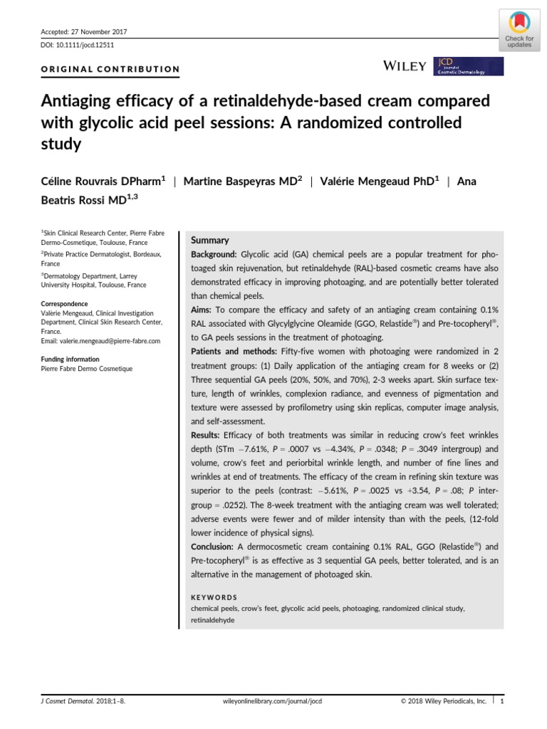 Antiaging Efficacy of A Retinaldehyde-Based Cream Compared With ...