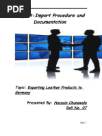 Export-Import Procedure and Documentation: Topic: Exporting Leather Products To Germany Hussain Chunawala Roll No. 07