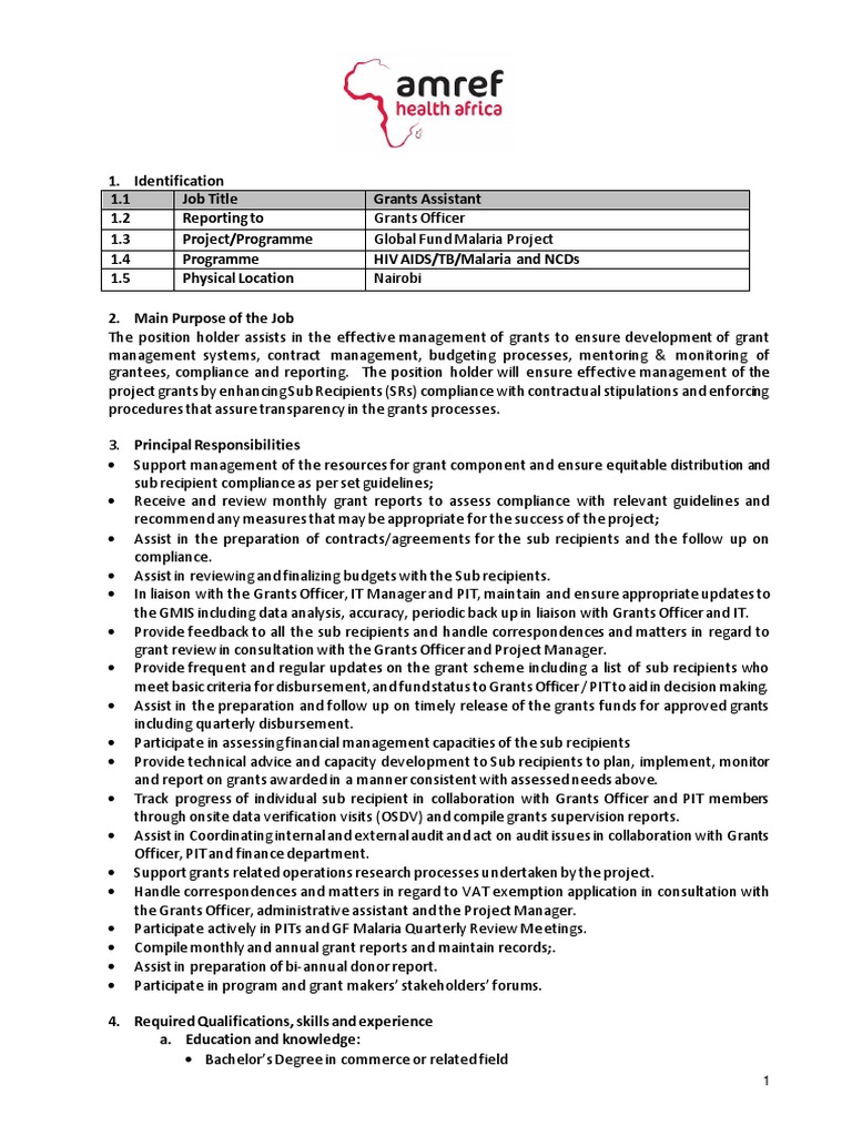 Grants Officer PDF Capacity Building Non Governmental Organization