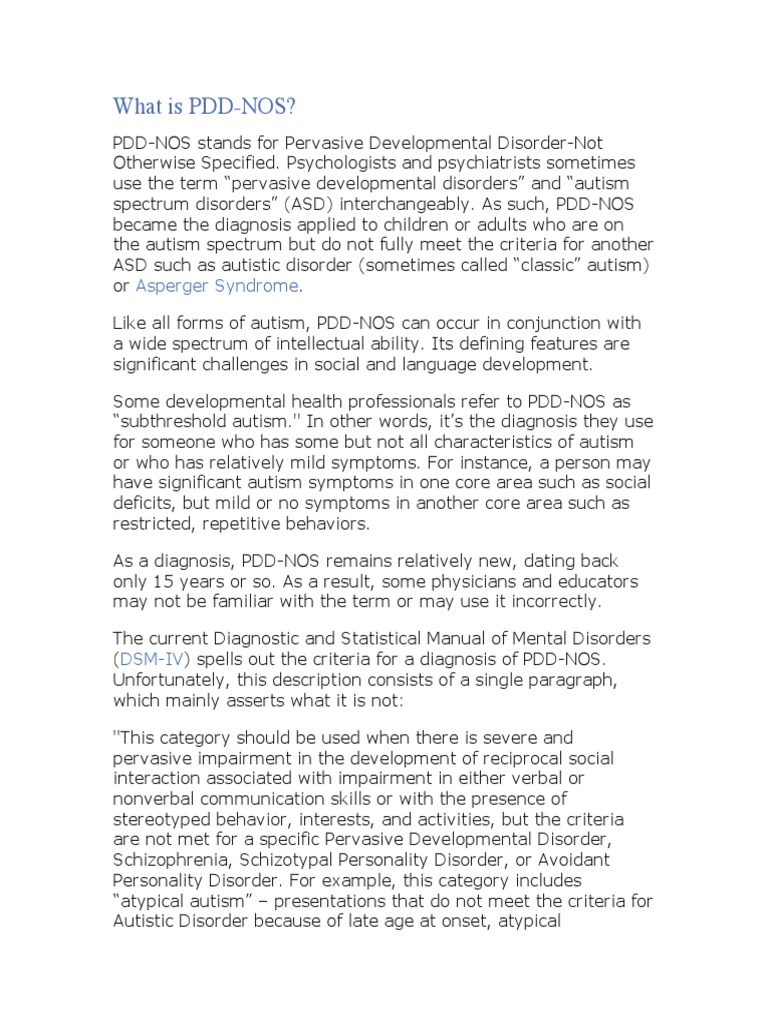 What Is PDD-NOS?: Asperger Syndrome | Download Free PDF | Autism ...