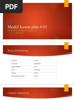 Model Lesson Plan # 03: Presented By: Muhammad Ahmar Raza BSF1703301