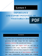 Importance and Export Potential of Vegetable Crops