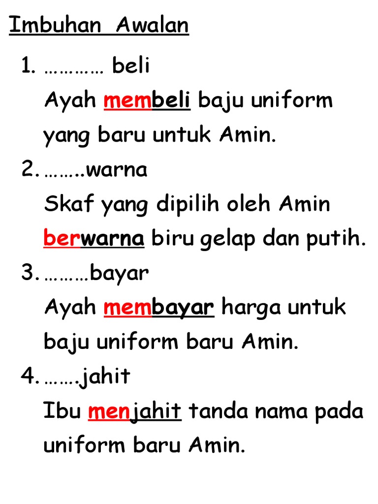 Bina Ayat Guna Imbuhan | PDF