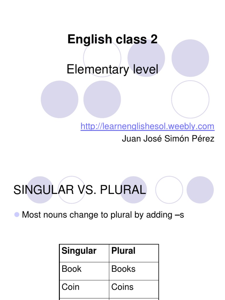 English Class 2: Elementary Level | PDF | Grammatical Number | Plural