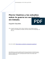 Augusto Gayubas (2010) - Pierre Clastres y Los Estudios Sobre La Guerra en Sociedades Sin Estado