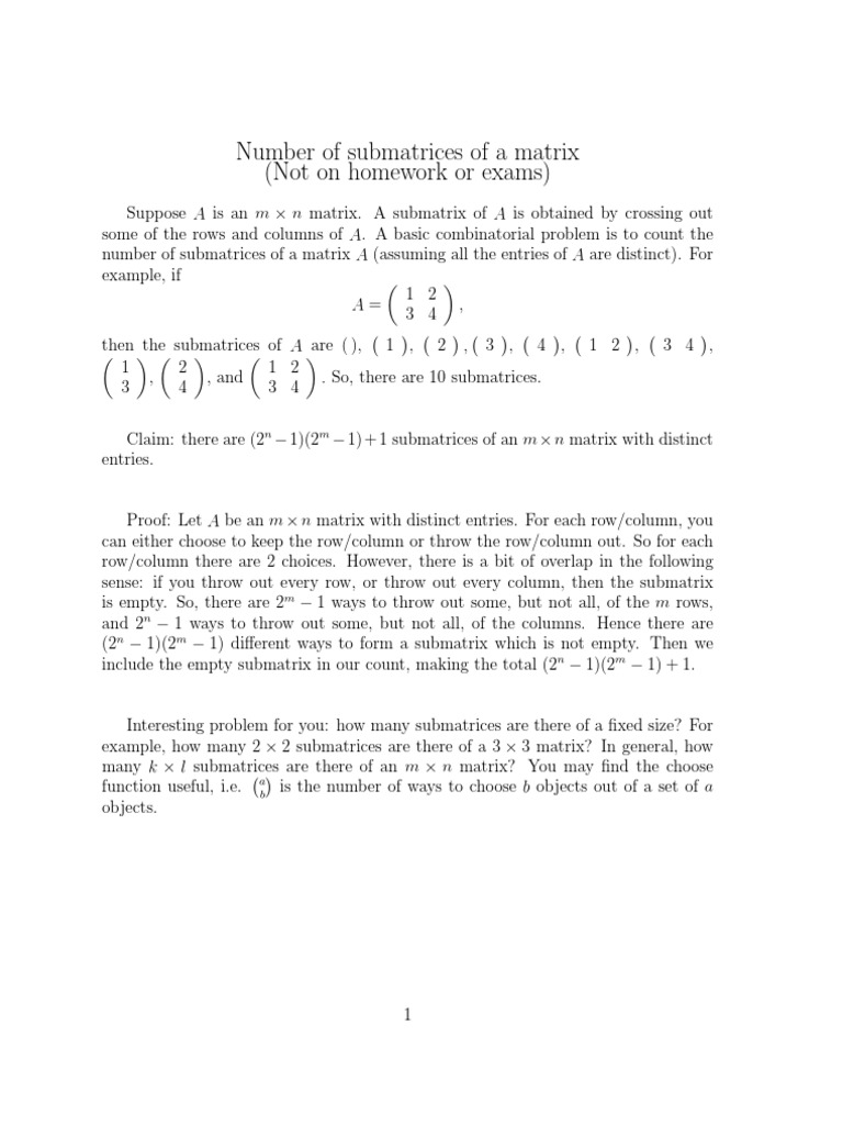 Counting Submatrices in a Matrix | PDF