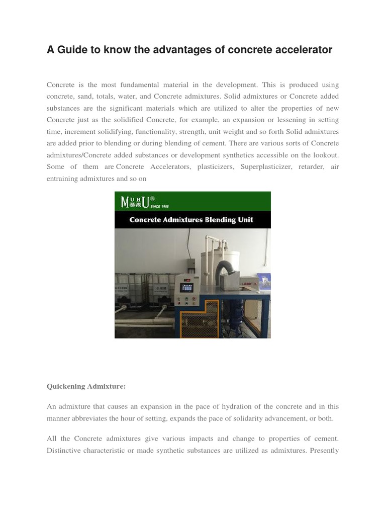 A Guide To Know The Advantages of Concrete Accelerator PDF Concrete