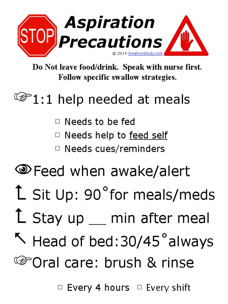 Aspiration Precautions 11 Help Needed at Meals PDF
