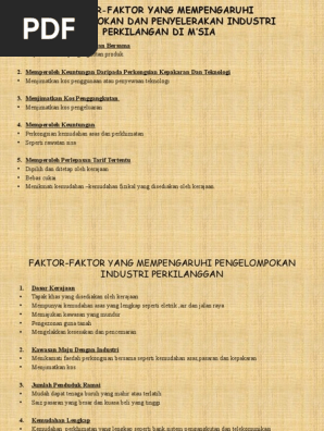 Faktor Yang Mempengaruhi Perindustrian