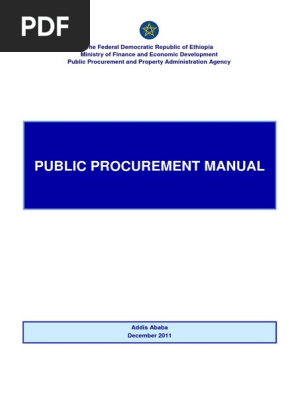 Public Procurement Manual English Version Procurement Specification Technical Standard