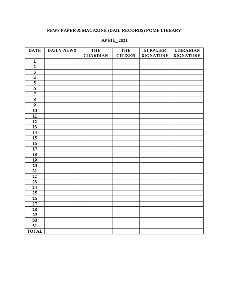 Daily News Paper Records | PDF