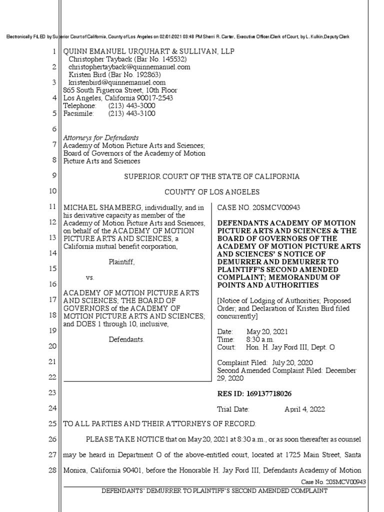 Defendants' Demurrer to Plaintiff's Complaint | PDF | Demurrer | Pleading