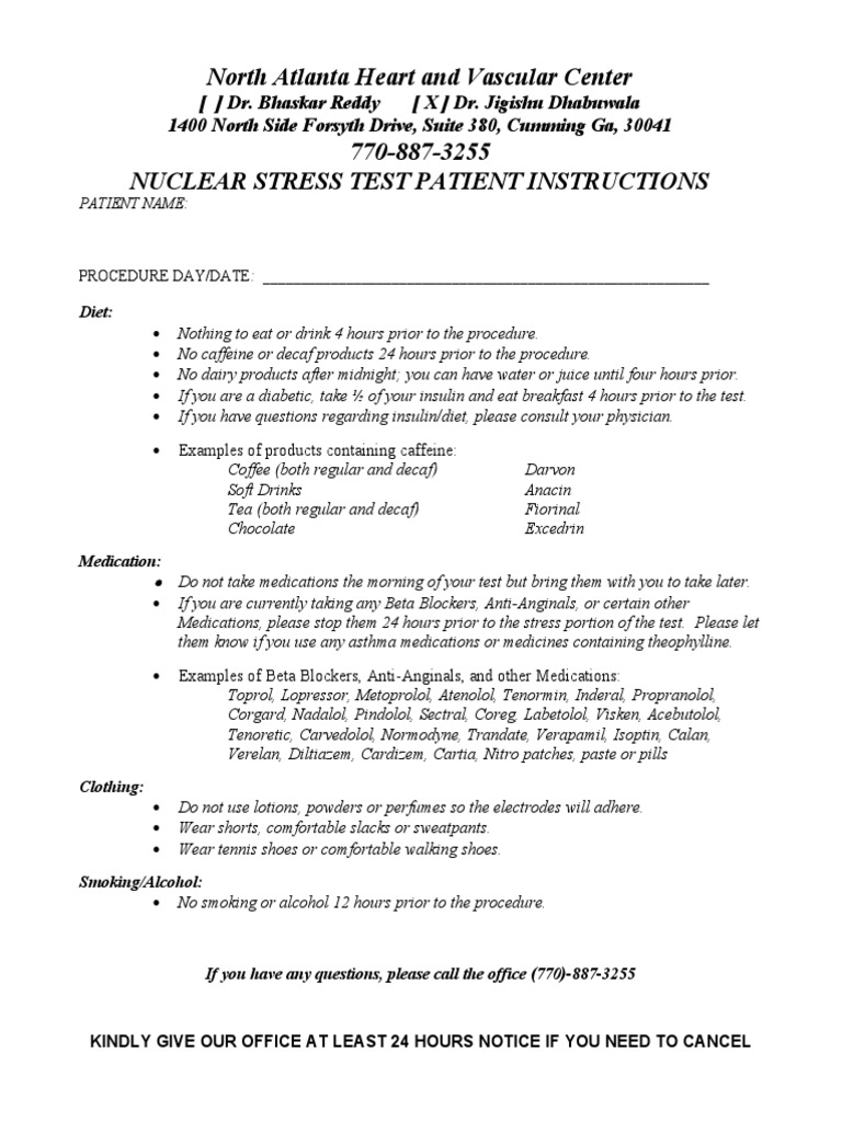 Stress Test Instructions | PDF | Medical Treatments | Pharmacology