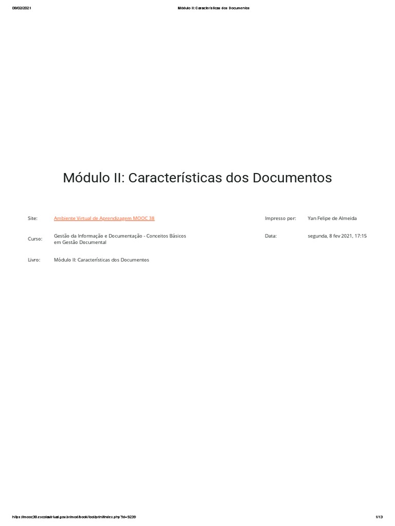 Módulo II - Características Dos Documentos | PDF | Documento | Tempo