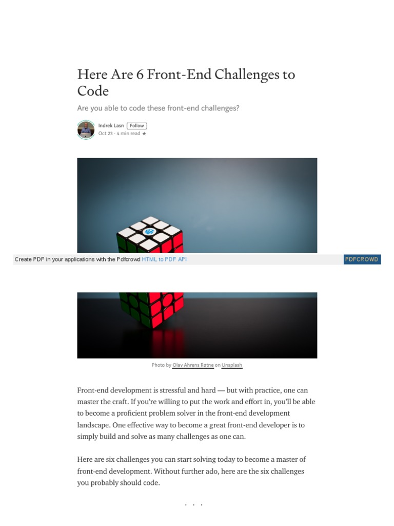 Medium Com Better Programming Here Are 6 Frontend Challenges | PDF ...