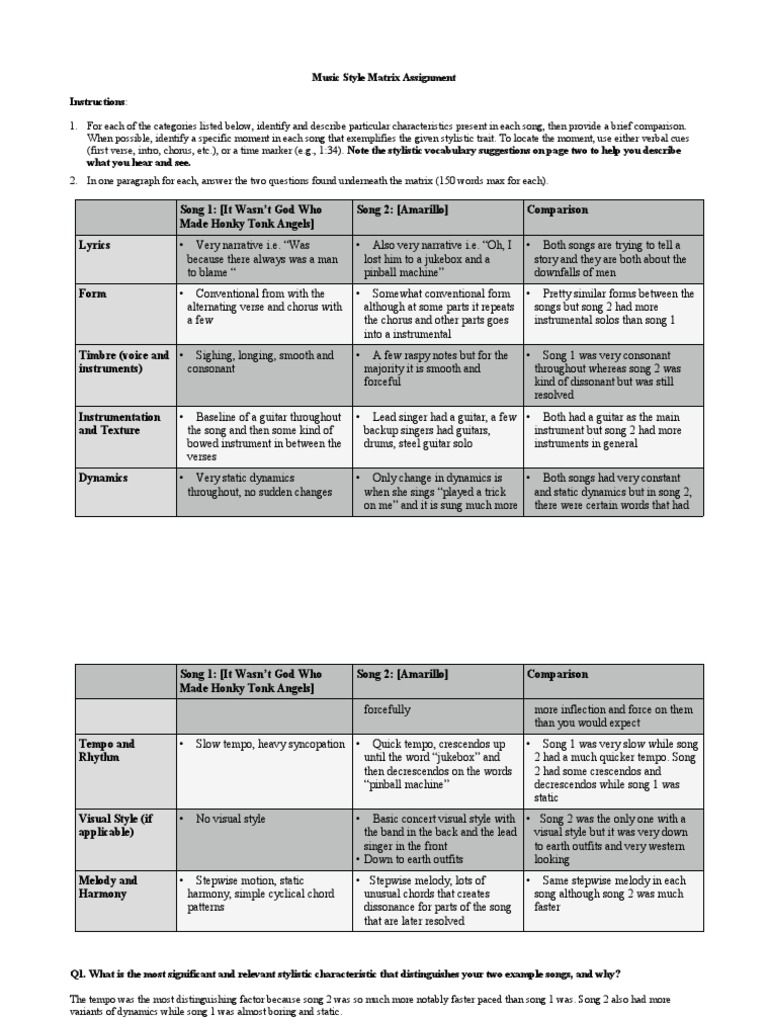 Song Structure Analysis Template | PDF | Song Structure | Songs