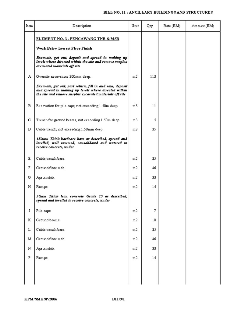 Sample BQ TNB (Double Chamber) PDF Concrete Roof